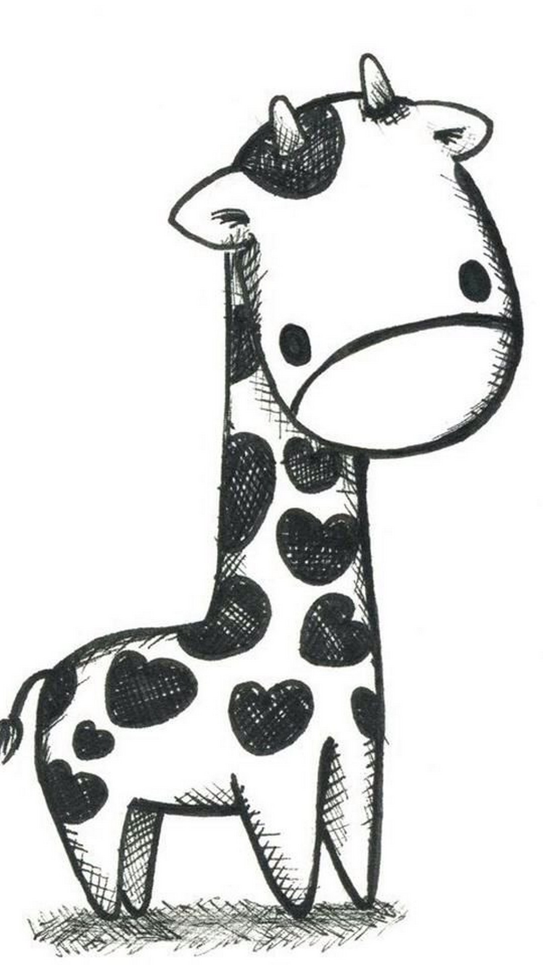 Giraffe Wallpaper Black and White resolution 1080x1920