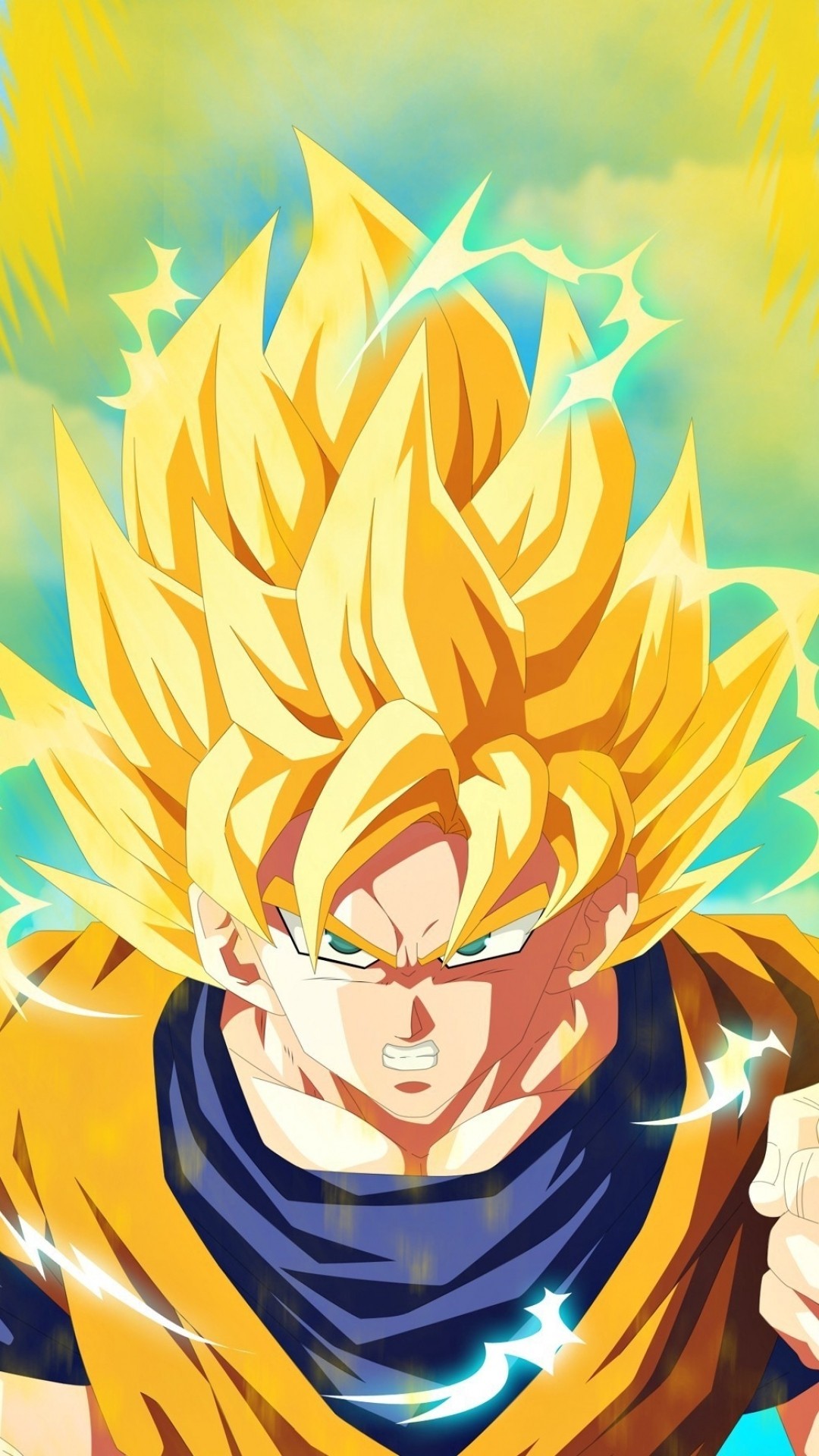 Wallpaper iPhone Goku Super Saiyan with image resolution 1080x1920 pixel. You can make this wallpaper for your iPhone 5, 6, 7, 8, X backgrounds, Mobile Screensaver, or iPad Lock Screen