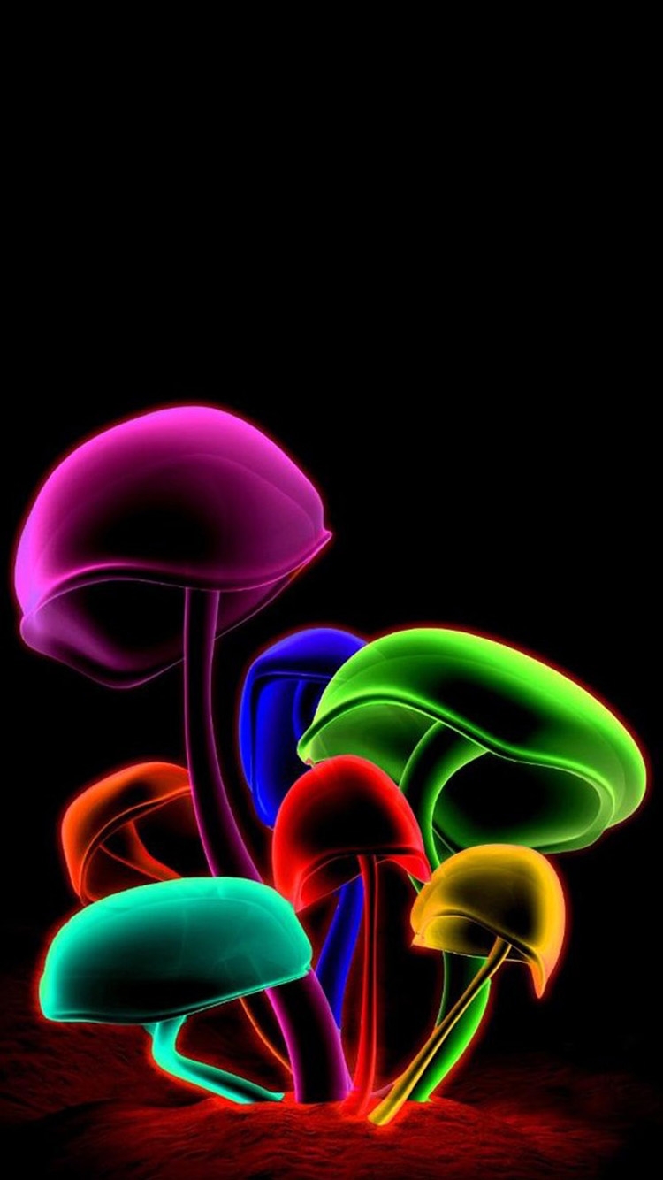 3D Mushrooms iPhone Wallpaper resolution 750x1334