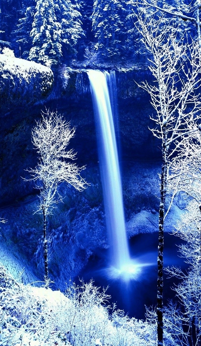 3D Blue Waterfall Wallpaper iPhone