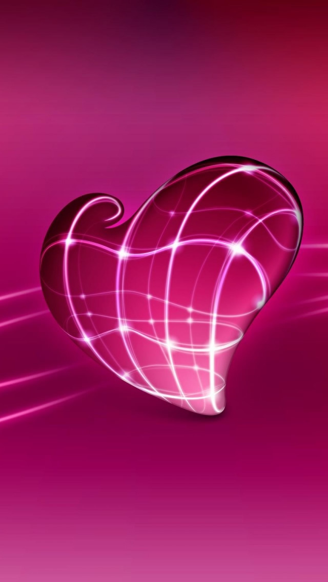 3D Pink Heart iPhone Wallpaper