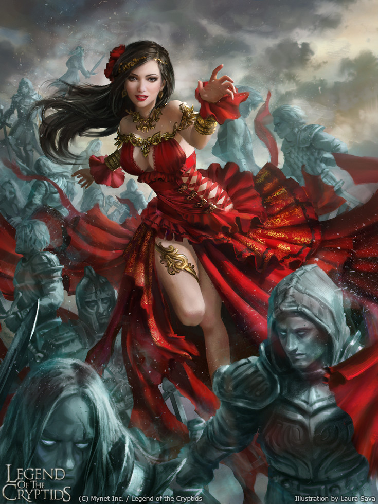 Beautiful Lady Red Dress Fantasy Wallpaper resolution 735x980