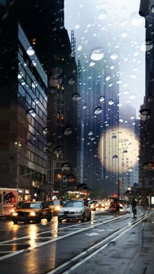 City Rain iPhone wallpaper