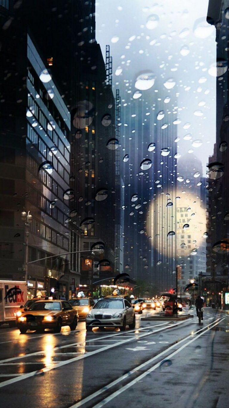 City Rain iPhone wallpaper | 3D iPhone Wallpaper 2024