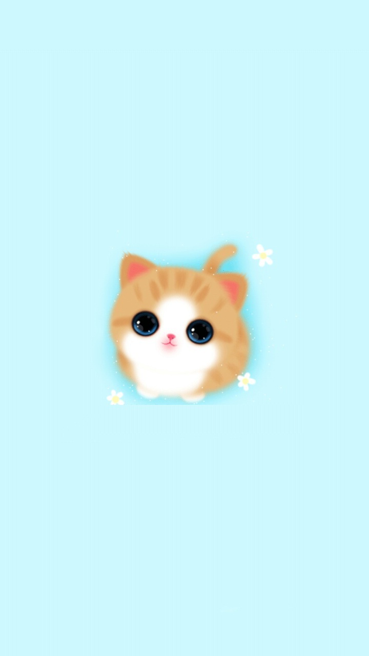 Cute Girly Iphone Wallpaper Cat Baby Blue