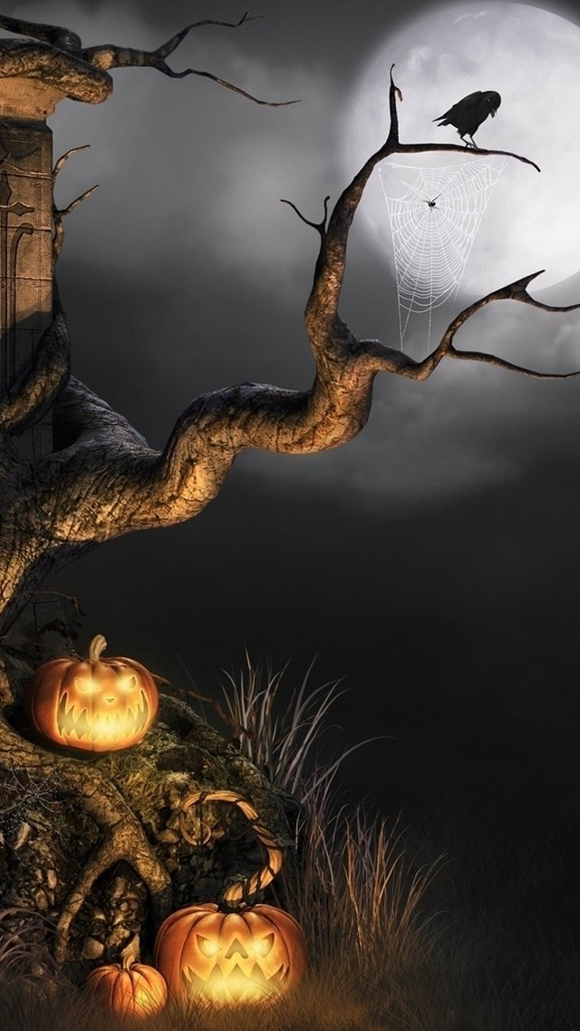 Halloween Tree Iphone Wallpaper resolution 640x1136
