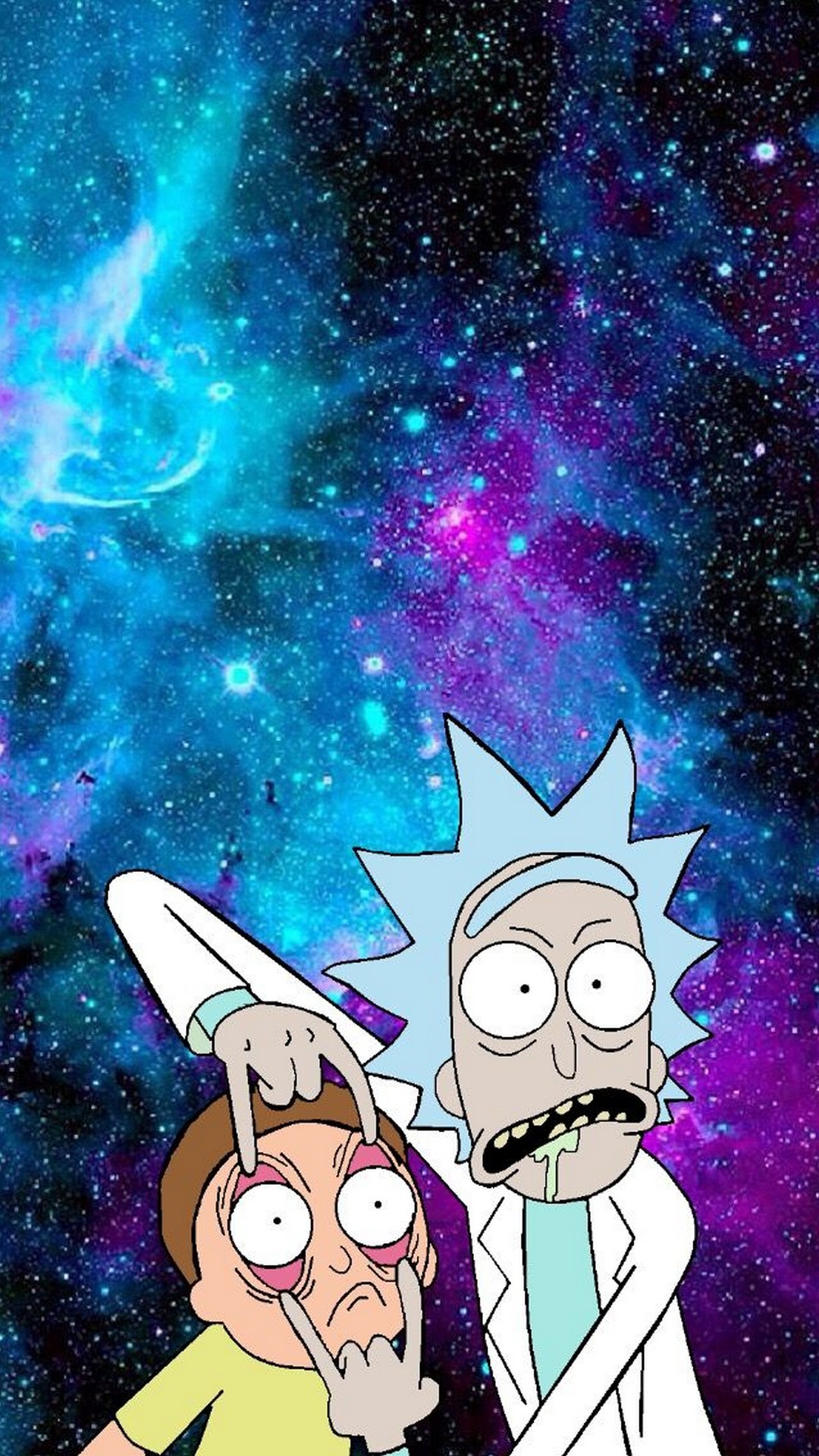 Rick and Morty Galaxies iPhone Wallpaper