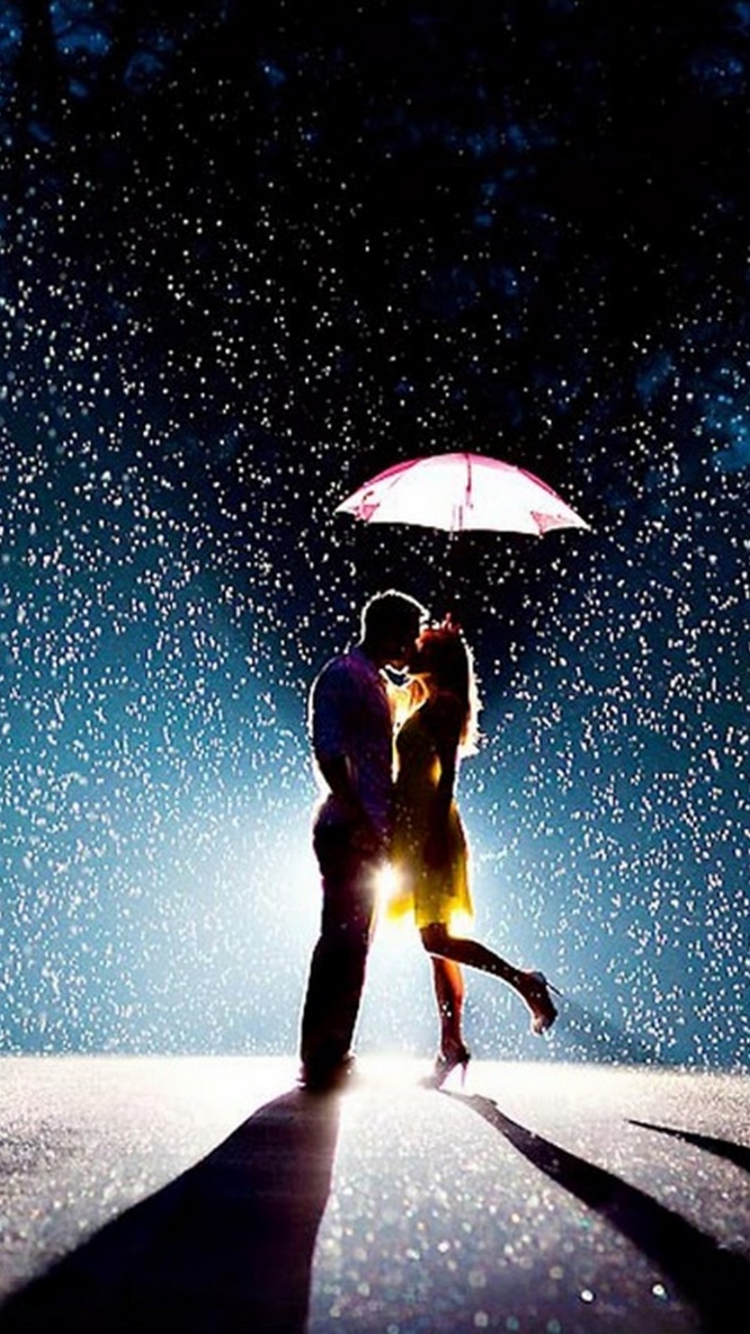 Romantic Love Couples in Rain