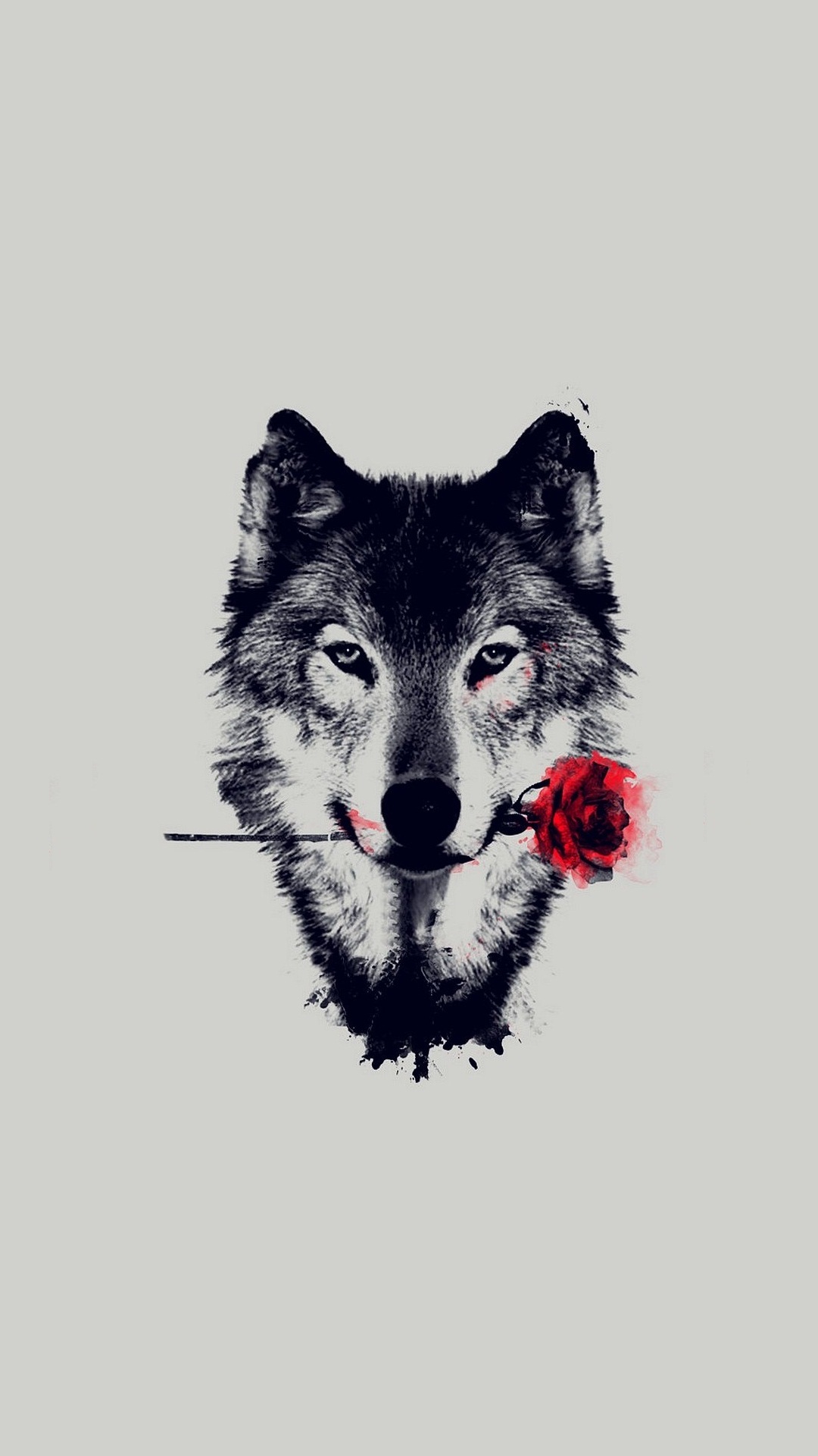 Wolf Red Rose Art Wallpaper iPhone