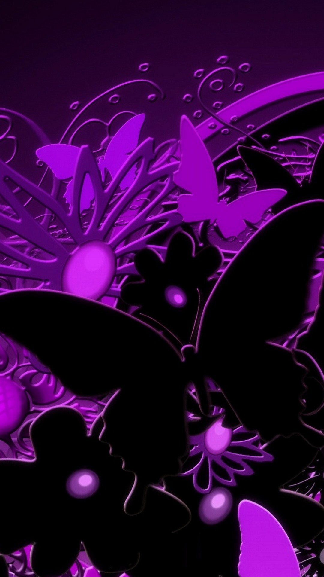 3D Purple Butterfly iPhone Wallpaper