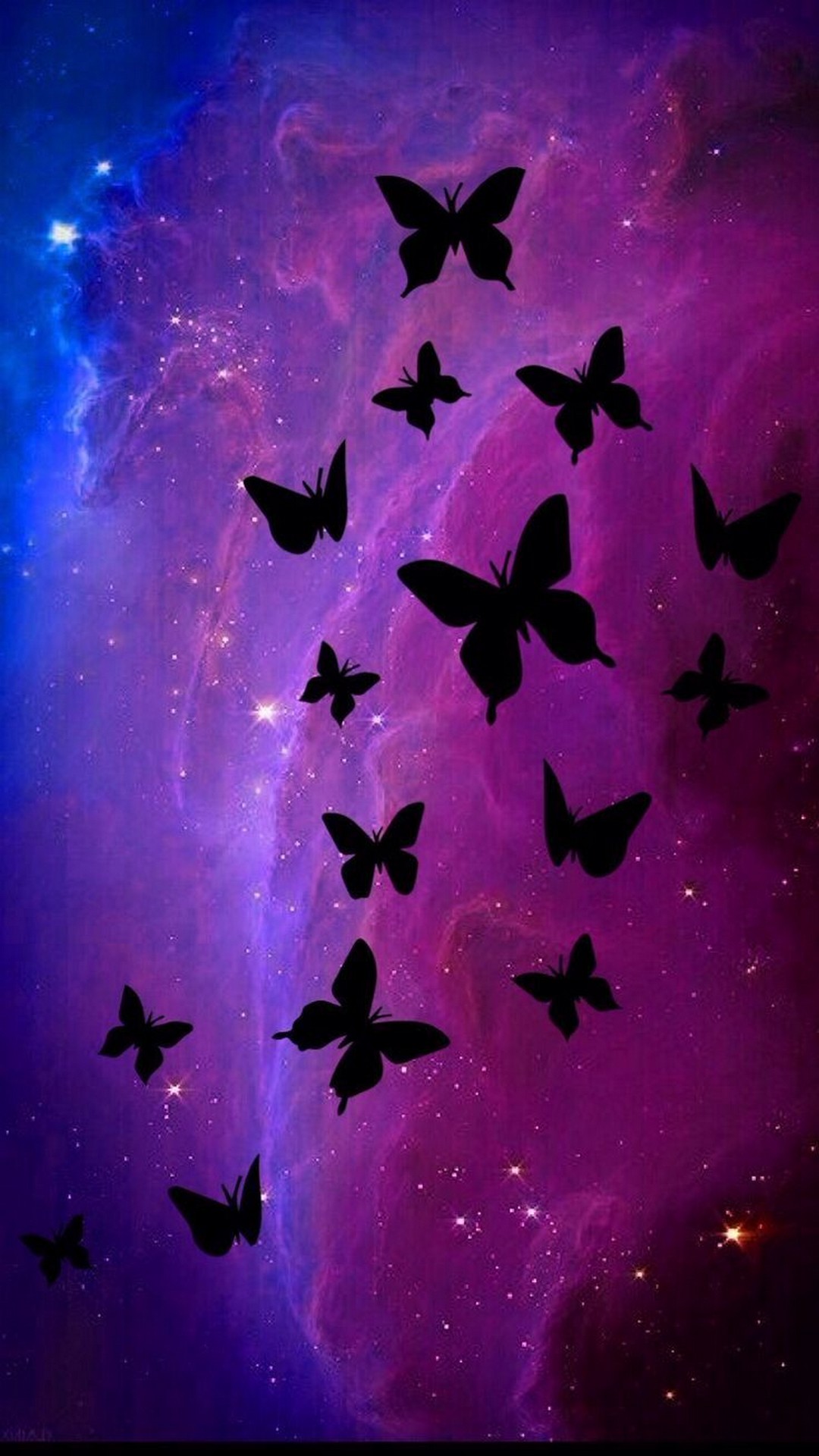Black Butterfly Purple iPhone 7 Wallpaper resolution 1080x1920