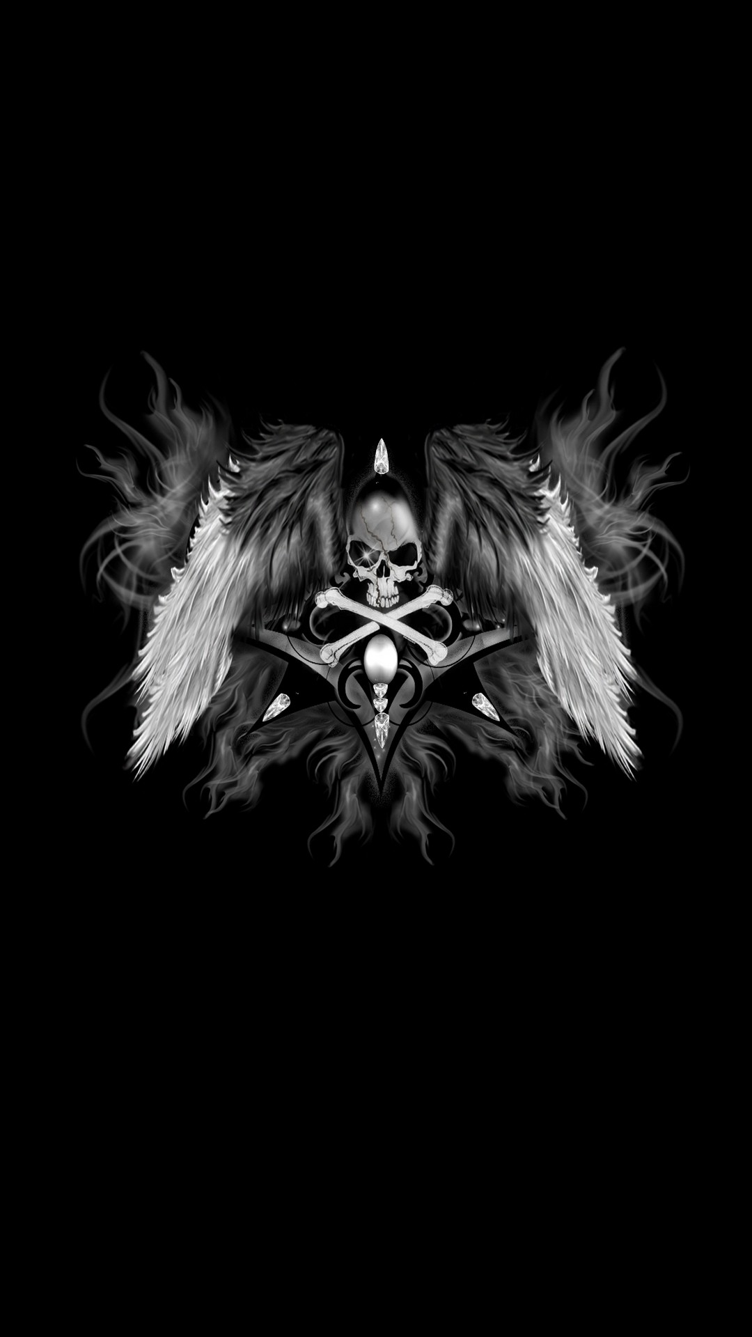 Dark Skull Wings Wallpaper