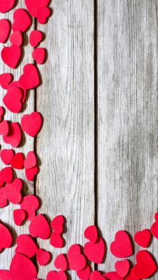 iPhone Wallpaper Red Hearts Wooden Background