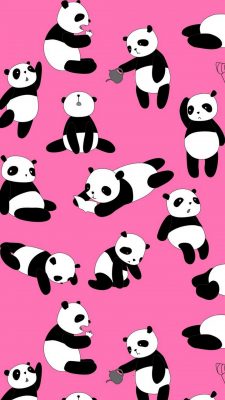 Cute Panda Pink iPhone Wallpaper