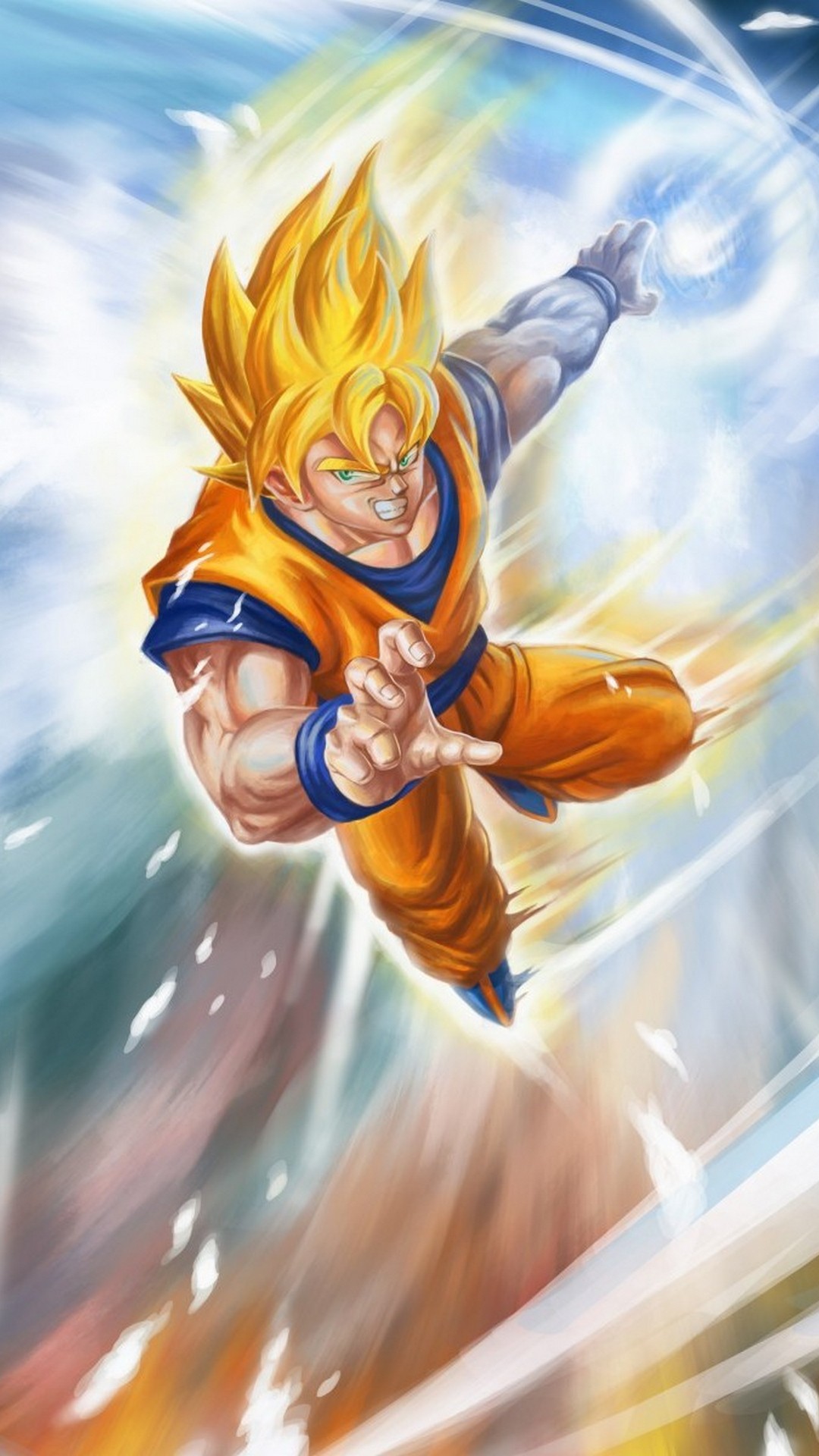Wallpaper Goku Super Saiyan iPhone with image resolution 1080x1920 pixel. You can make this wallpaper for your iPhone 5, 6, 7, 8, X backgrounds, Mobile Screensaver, or iPad Lock Screen