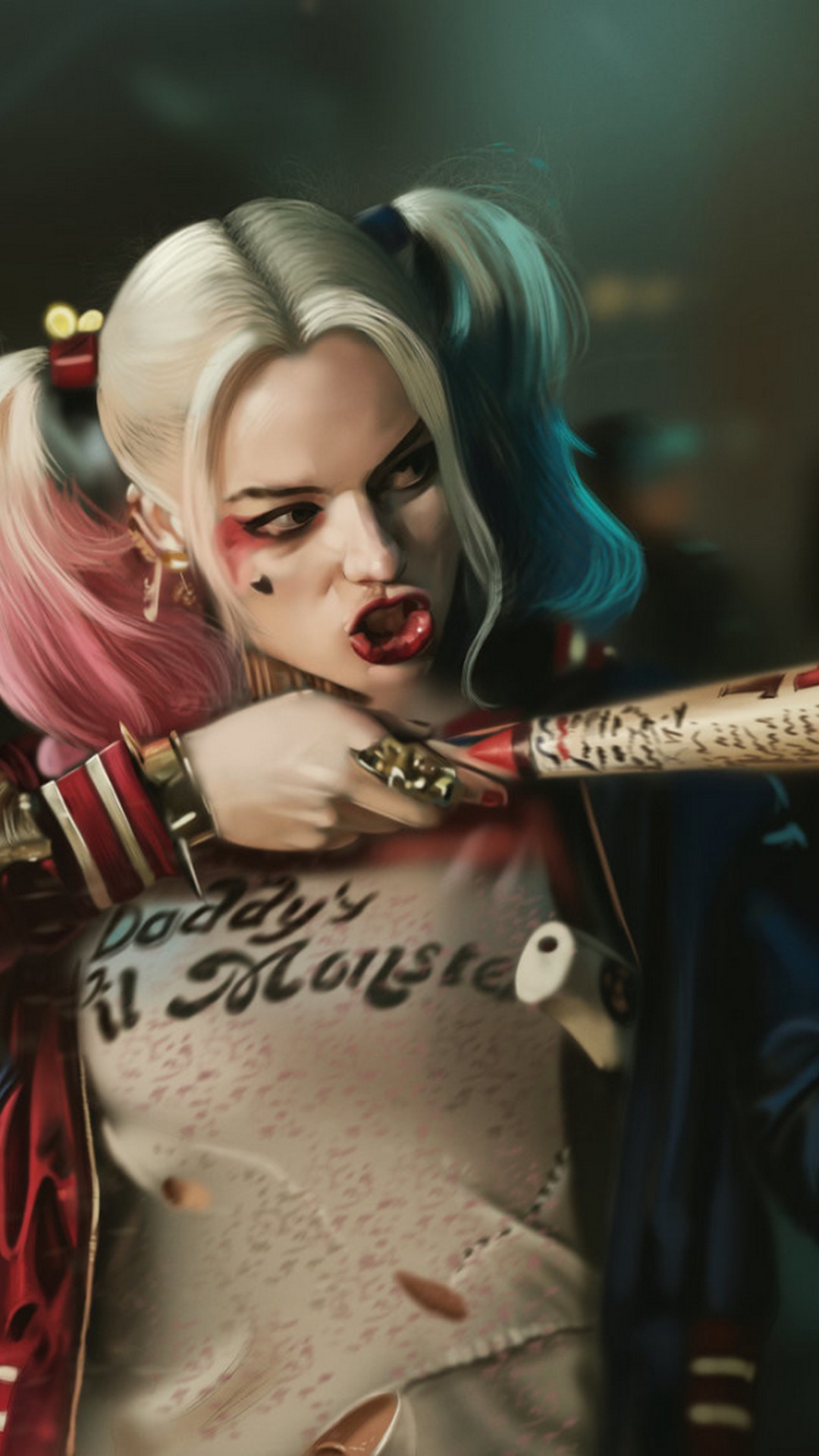Wallpaper Harley Quinn Makeup iPhone with image resolution 1080x1920 pixel. You can make this wallpaper for your iPhone 5, 6, 7, 8, X backgrounds, Mobile Screensaver, or iPad Lock Screen